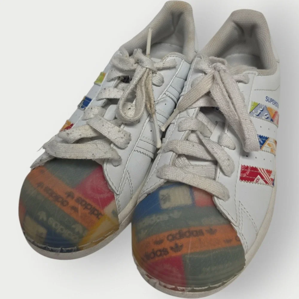 Adidas Superstar White Clear Shell Toe Shoes Sneakers‎ Mens Size 4.5 GX2717
